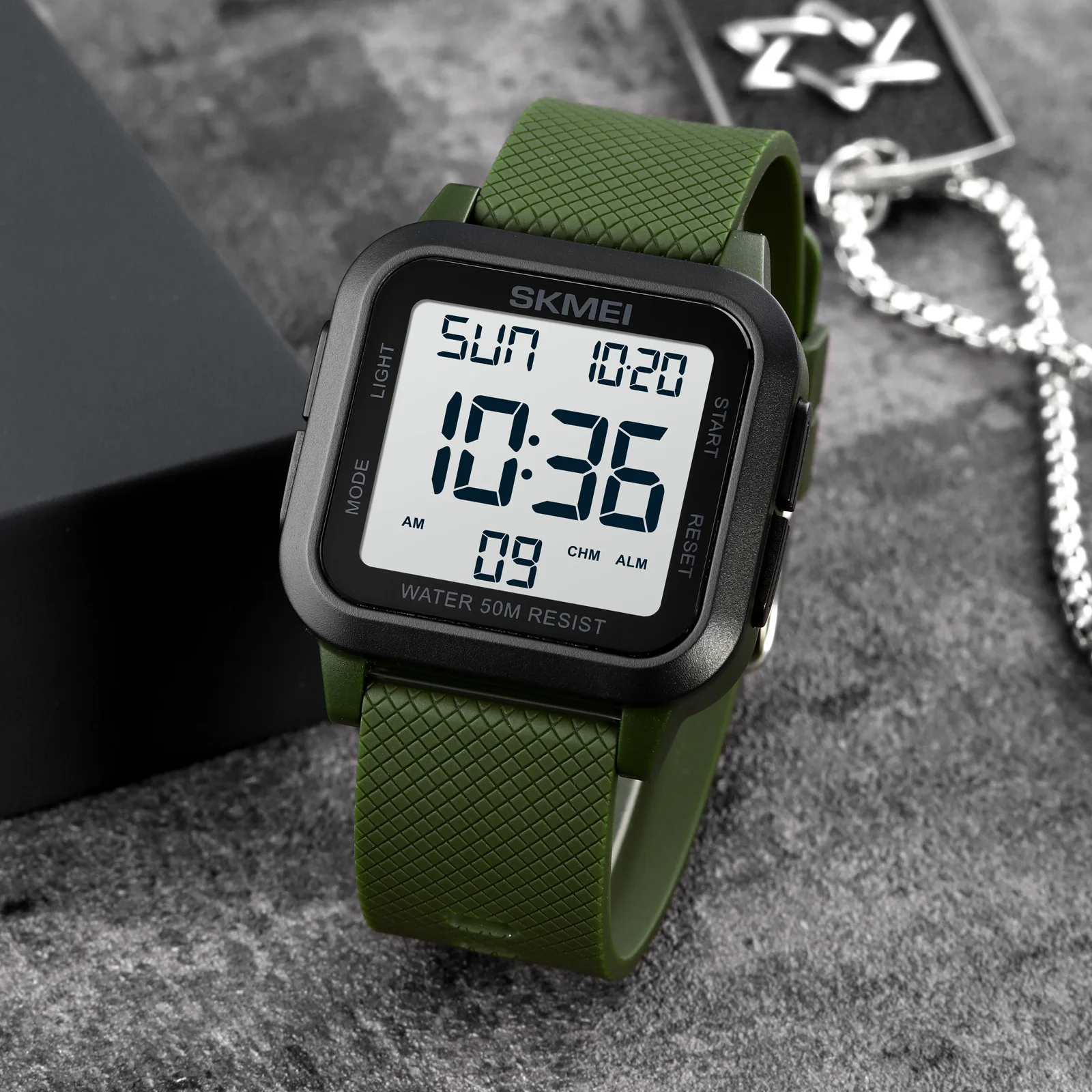 SKMEI Back Light Display Countdown Sports Watch Mens Japan Digital movement Stopwatch 5Bar Waterproof Wristwatches Date Clock