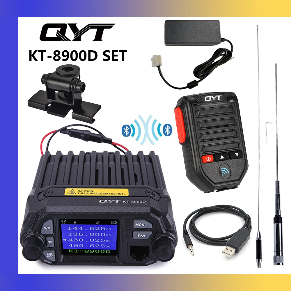 QYT KT-8900D Walkie Talkie 25W Dual Band VHF/UHF 136-174/400-480MHz Quad Watch 10km Car Mobile Radio
