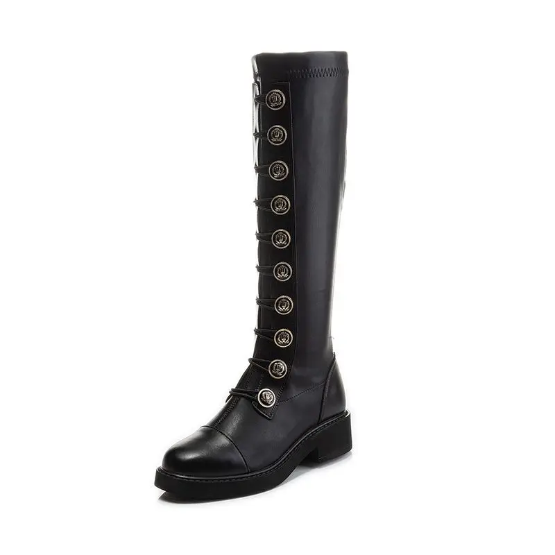 Footwear Winter Knee High Shaft Shoes for Woman White Women's Boots Middle Heel Round Toe Long Boot Work Cosplay Gyaru Quality