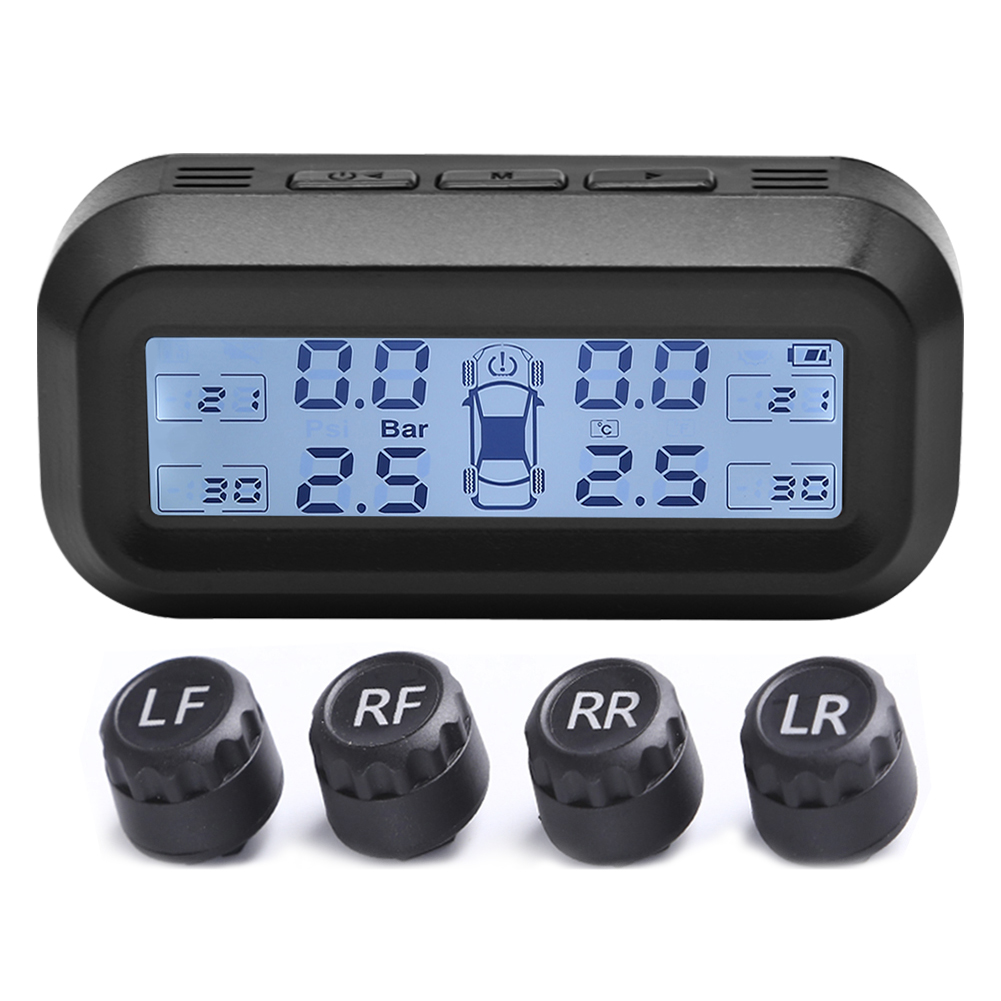 Digital LCD Display Car TPMS Auto Tire Pressure Monitoring Tyre Temperature Alarm Warning System with 4 External Sensors smile