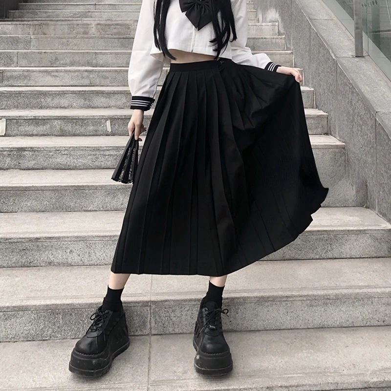 Pleated Skirts Women S-5XL Vintage new Young basic 2025 Leisure Korean All-match Spring High Waist Female Skirts College