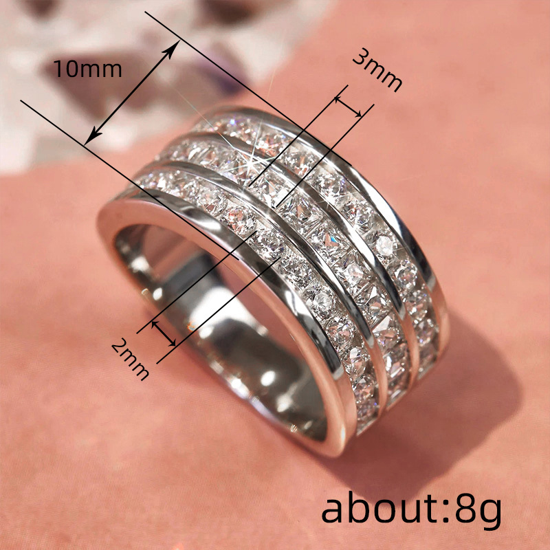 Sterg Sier Wedding Ring: Princess Cut 5A Cubic Zirconia Eternity Band