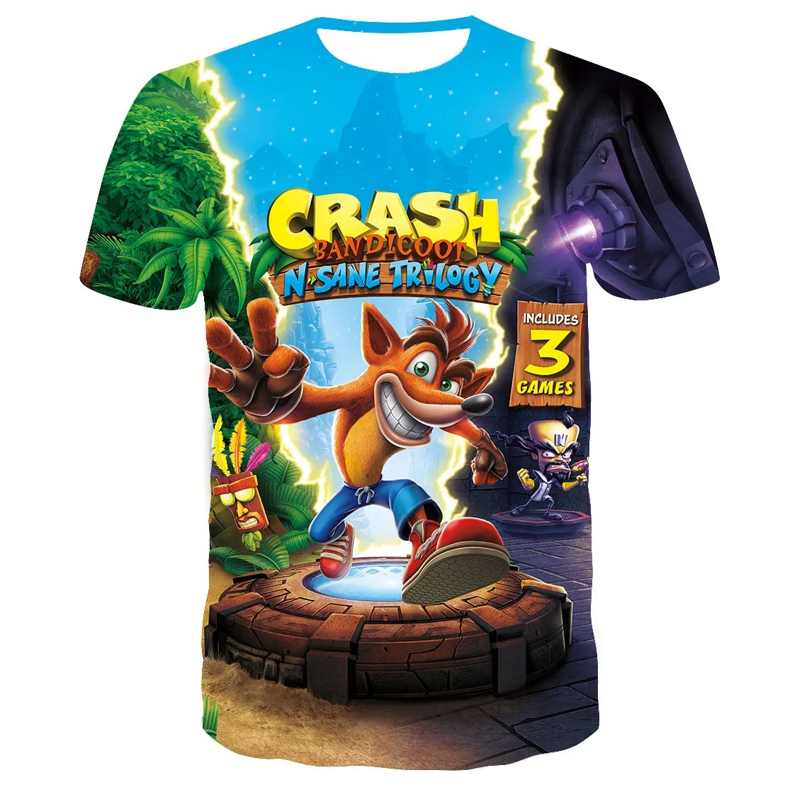Kids Summer Game Crash Bandicoot Casual T-Shirts Boys Girls Short Sleeve Thin Breathable Tees Tops Children Outfits Home Clothes