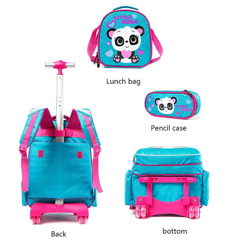 Children Boy School bag Set With Wheels Backpack For Student Girls Trolley Bag With Lunch Bag Pencil Case School 2025 new Backpack Set