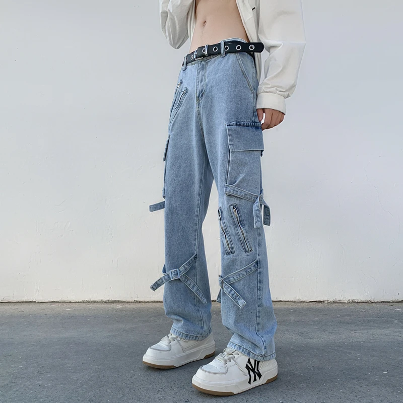 2024 New 2025 Men Jeans Wide Leg Denim Cargo jean pants Gothic new Straight Baggy hip hop Streetwear Skateboard Neutral denim Trousers