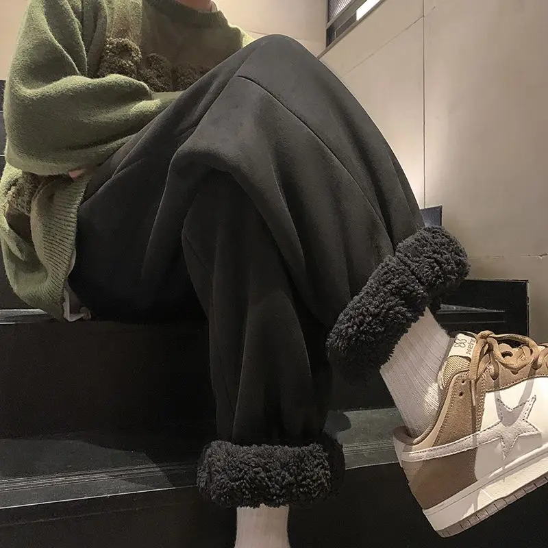 Men's Winter Pants Brushed Baggy new FASHION Jogger Korean 2025 Streetwear Harem Fleeced Clothing Plush Thicken Cashmere Sweatpants