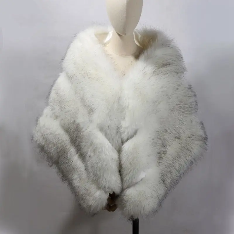165cm*50cm new Faux Fur 2025 Coat Wedding Cape Winter Thick Bridal Wrap High Quality Bride Bolero Formal Party Jacket Party Shrug