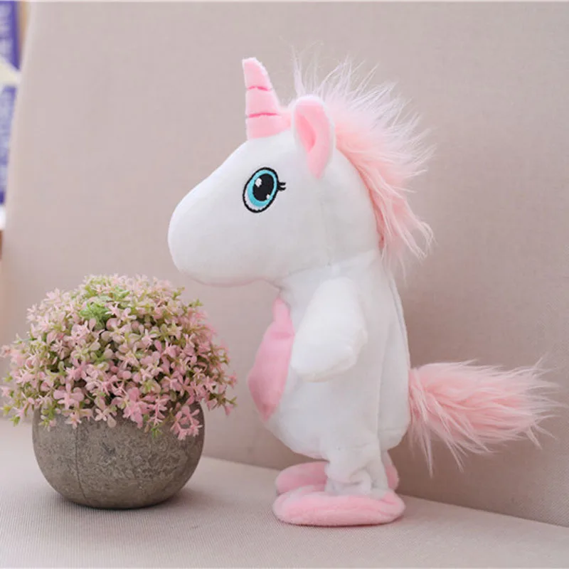2025 23cm Electric Talking Unicorn Plush Toy Stuffed Animal Toy Electronic Unicorn Toy Sound Record Horse Children new Kid Birthday Gift