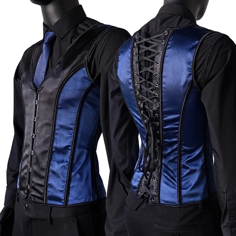 Men's Abdomen Corset Vest Vintage Floral Print Elegant Waistcoat Bones Slimming Stomach Control Tight Corset Costume Hand Made