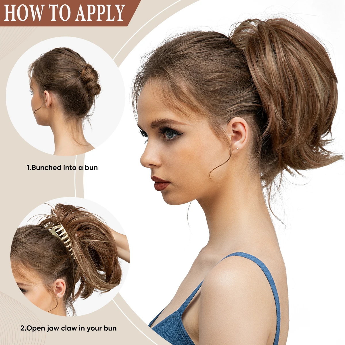 Synthetic Claw Clip In Ponytail Hair Extensions Diy Hairpiece Hair Bun Fake Blonde Hair False Pigtail for Women