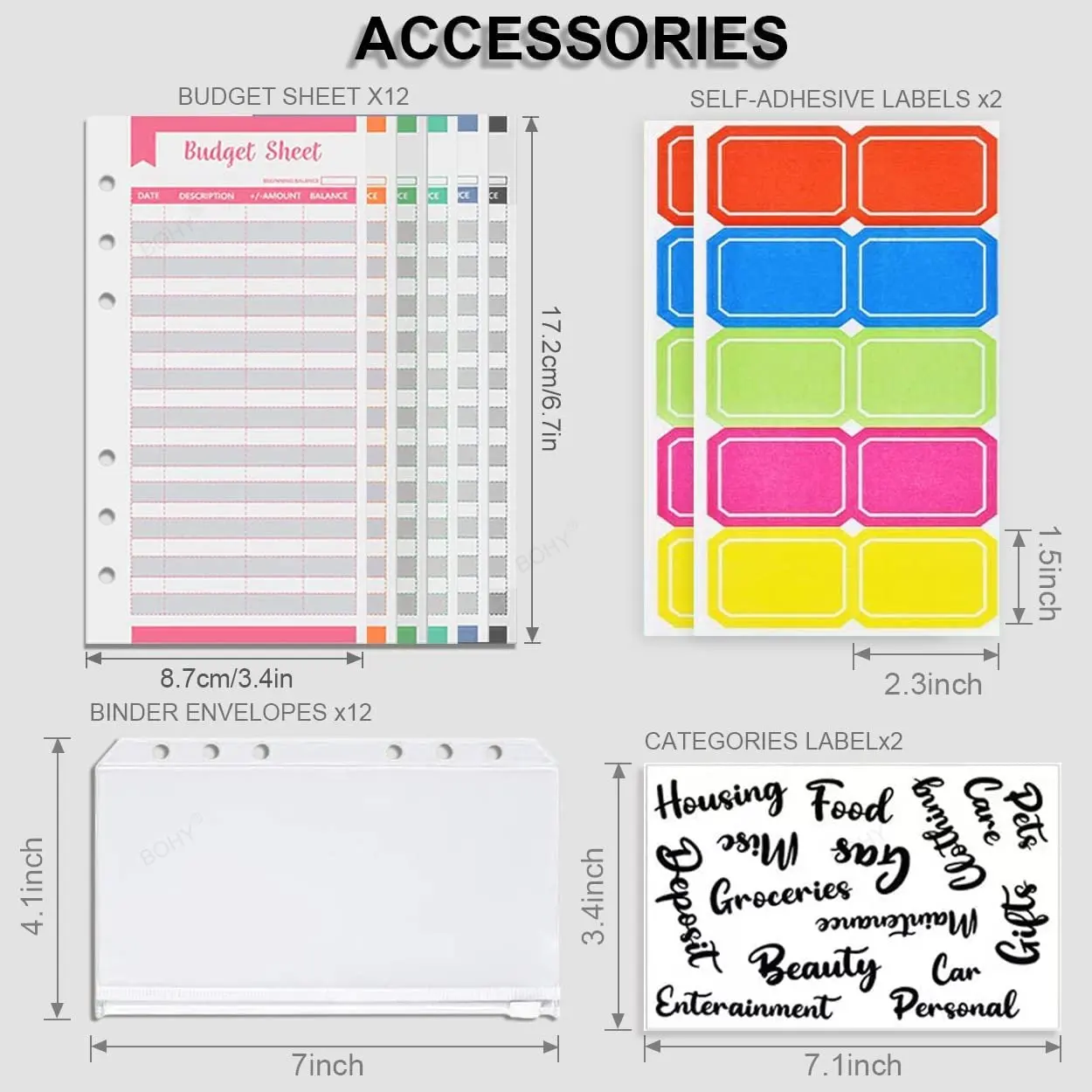 2023 A6 Binder Budget PU Leather Planner Pockets Expense Budget Sheets Notebook Cash Envelope Organizer System new 2025 Clear Zipper