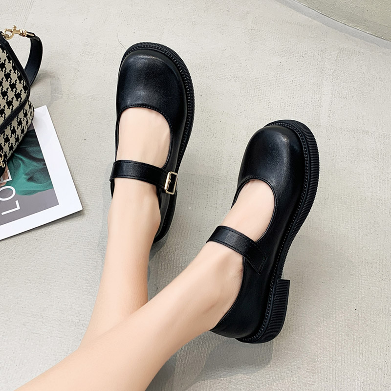 Plus Size 41 Women Leather Shoes Round Toe Mary Janes Shoes Black Girls Student School Shoes Low Heels Lolita Shoes Oxford 9818N