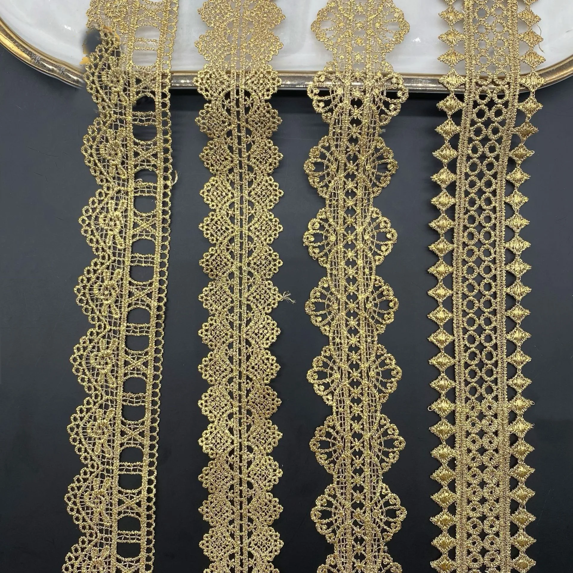 3Yards Of Bilateral Flower Gold 2025 Lace Wearable Webbing Lace Fabric Exquisite Lace Trim new DIY Sewing Children's Clothing Materials