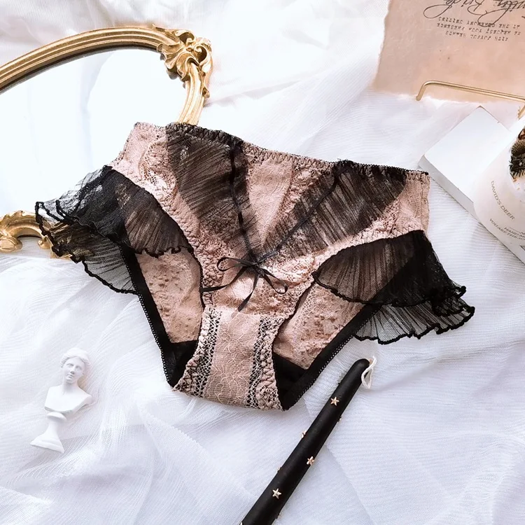 Japanese Women Lovely Cute Lolita new Kawaii Mesh 2025 Lace Panties Palace Ruffles Lace Briefs Knicker big size 3L 4L 5L 6L 120KG