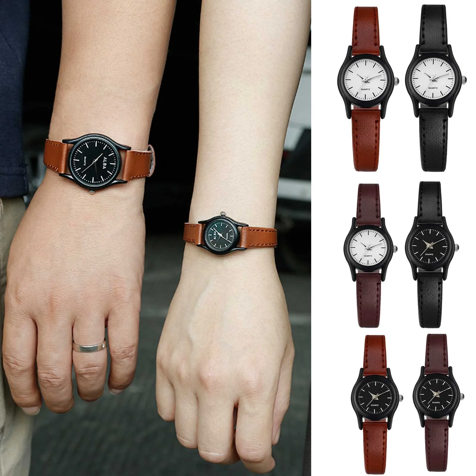 Casual Watches For Men Women Retro Leather Watch Simple Ladies Small Dial Quartz Wristwatch Clock Gift Reloj Mujer