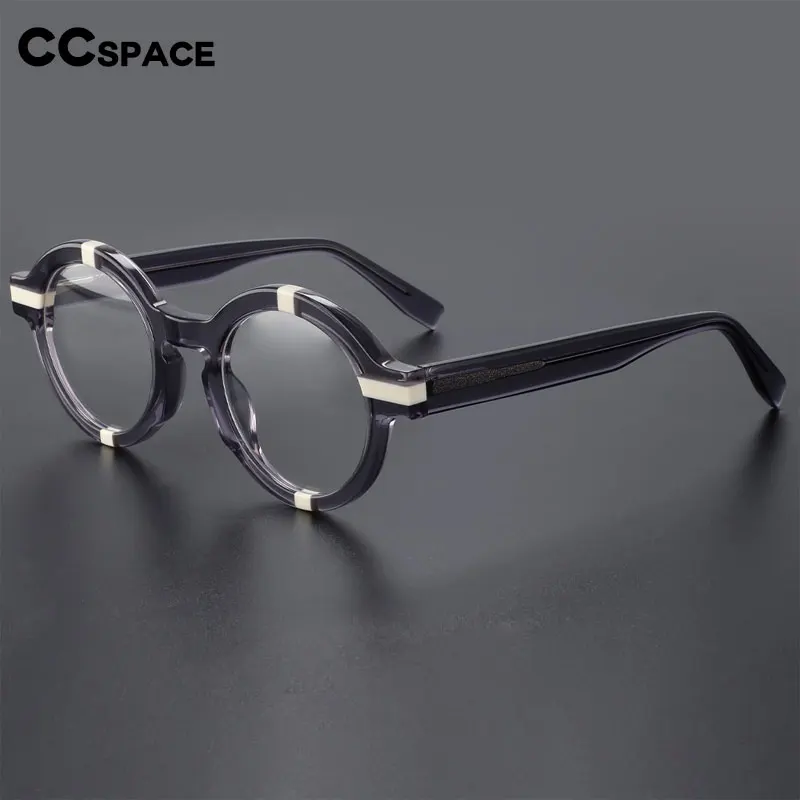 R56500 New Style Retro Round Small Frame Acetate Reading Glasses+100~+300 Men's Women's Popular Spliced Color Presbyopic Glasses