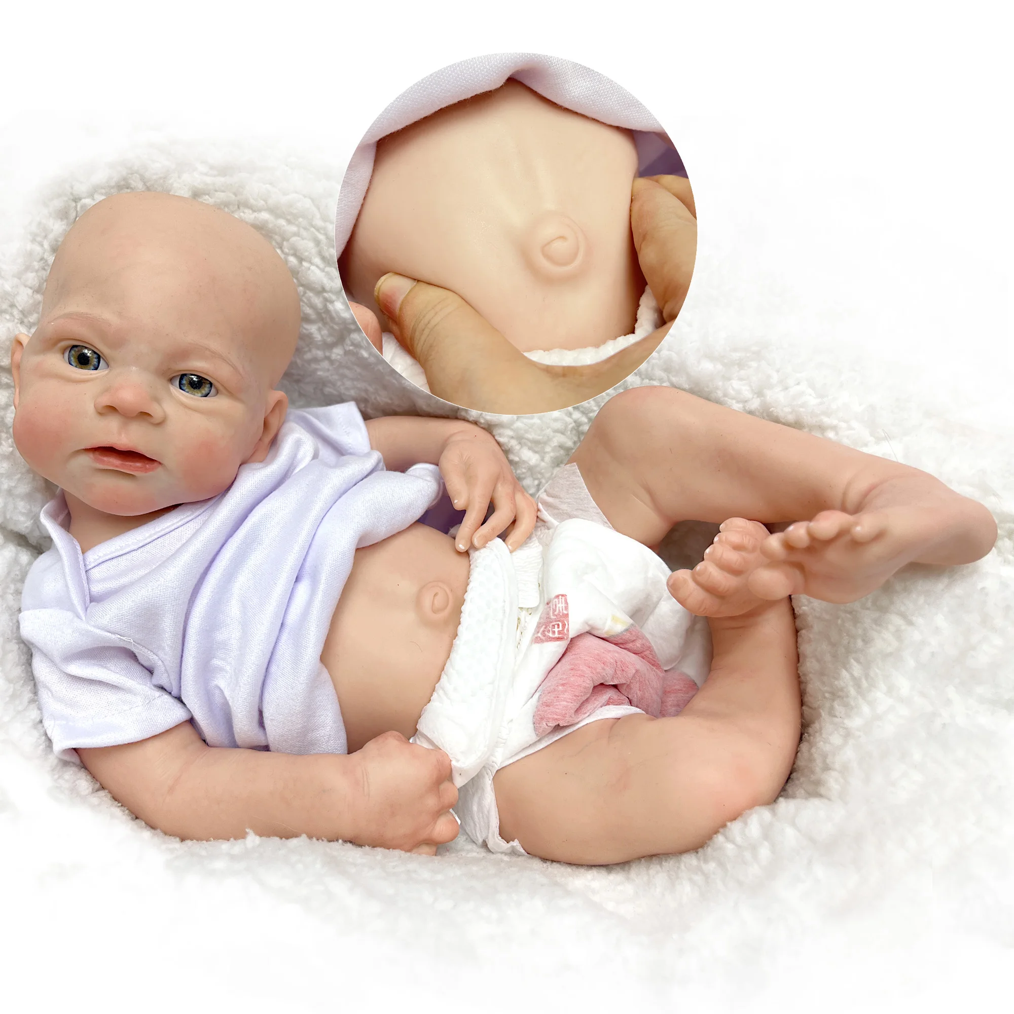 45cm Elijah Solid Silicone Bebe Reborn Girl Handmade 3D Painted Skin and Unpaint Lifelike Real Corpo De Silicone Doll