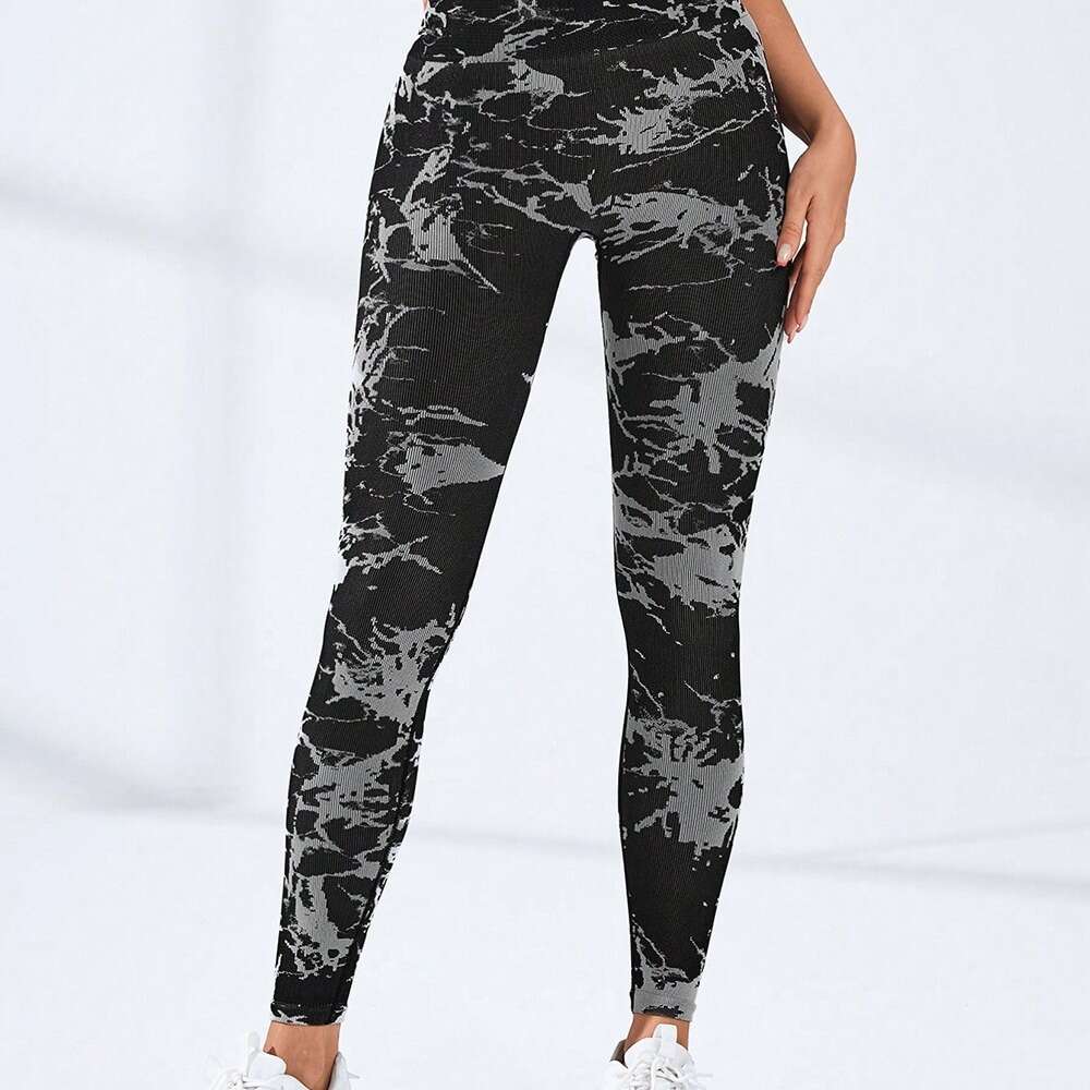 Yoga Seamless Knitted Tie Dye Style Yoga Tights Running Fiess Underpants
