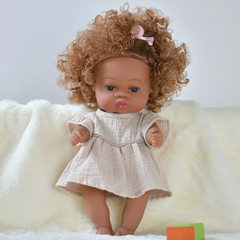 14inch Full Body Silicone Bebe Reborn Dolls Soft Lifelike Baby Toys American Reborn Black Baby Doll Vinyl Baby Dolls Toys Girls