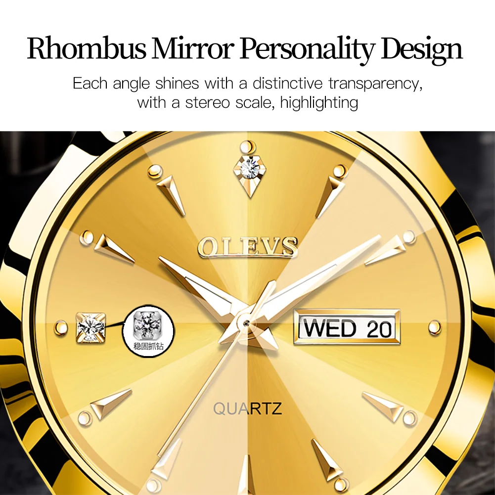 OLEVS Men's Watches Top Brand Luxury Original Quartz Wacth for Man Waterproof Tungsten Steel Case Strap Luminous Date Week Thin