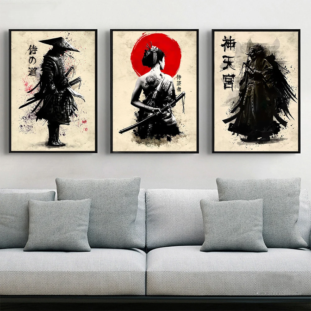 Japanese Samurai Canvas Painting Wall Art Character Posters And Prints Home Decorating Picture For Living Room Bedroom Aesthetic