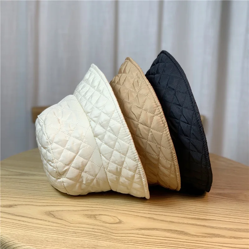 Winter Ultra Light Down Bucket Hats For Women Panama Fisherman Hat Outdoor Lady Cold Warm Basin Cap
