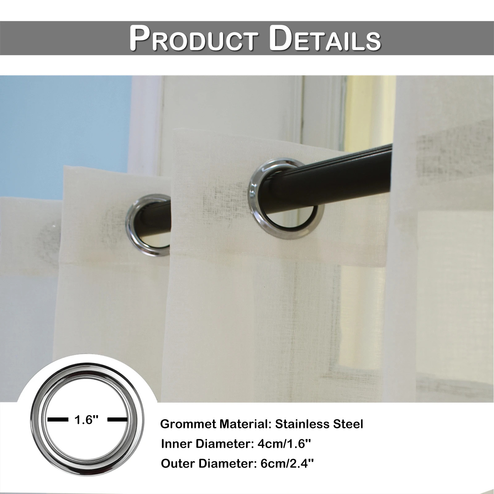 Patio Waterproof Voile Sheer Outdoor Garden Sheer Curtains Eyelets Yard Divider Gazebo Pergola Panel Tulle Net Window Drapes Sheer Curtains 240321