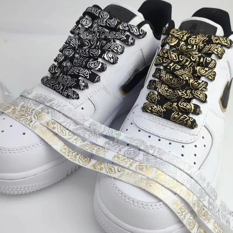 Cashew Flower Shoelaces for Shoes Gilding Flat Shiny Shoe Laces Sneakers Casual Tennis Basketball new Shoelace 2025 Woman Men Shoestrings