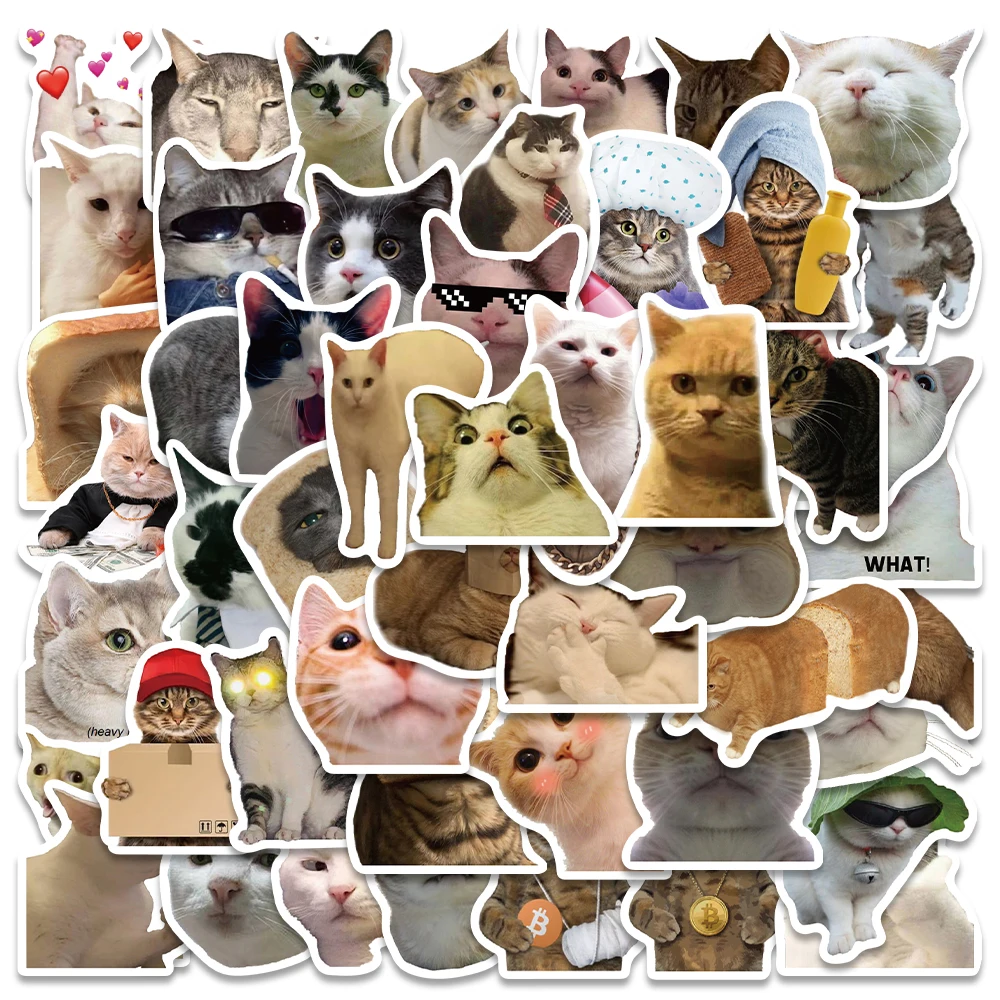 50pcs Cute Funny Cats Animal Stickers For Lage Laptop Guitar Phone Vinyl new Waterproof Graffiti 2025 Skateboard Car Decals