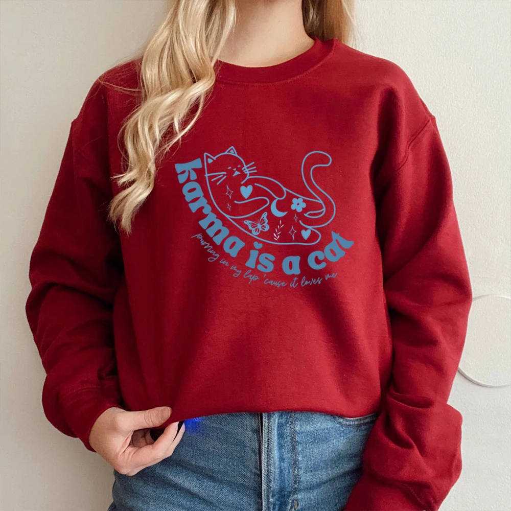 Midnights Retro Crewneck Sweatshirt Karma new Is A Cat Hoodie Kawaii Cat 2025 Sweatshirts Unisex Streetwear Sweatshirts Fans Gifts