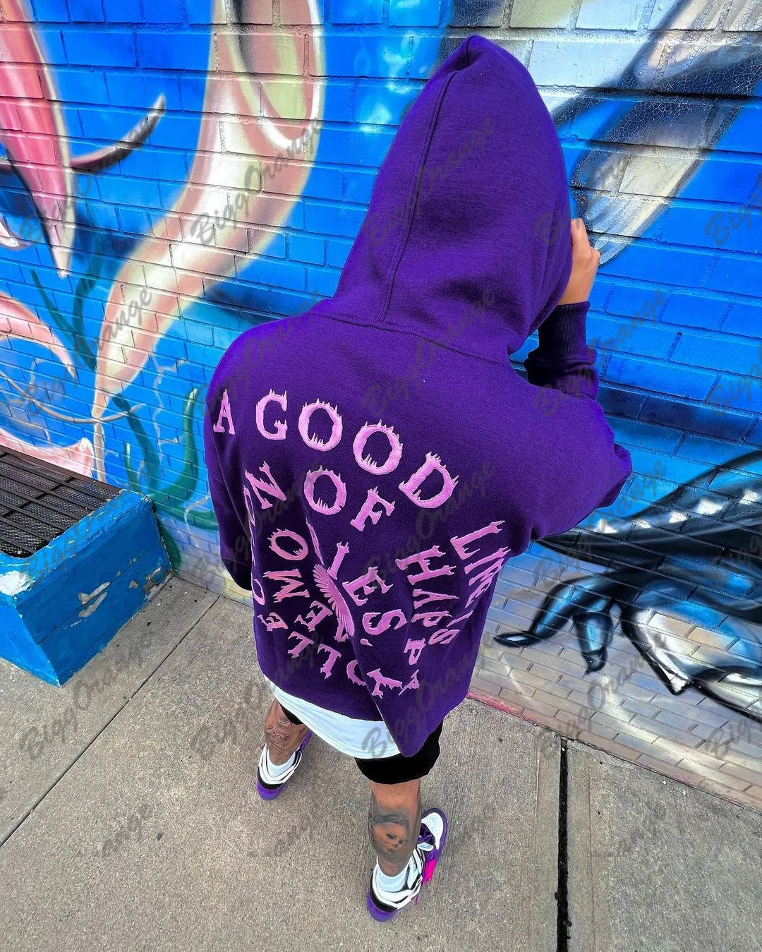 New streetwear men trendy sweater with personalized English printing Y2K hip-hop men and women hooded pullover sweater
