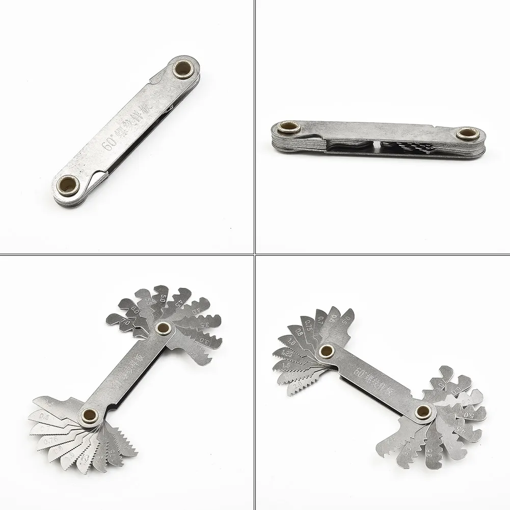 Thread Pitch Cutting Gauge Blade Tool 55 & 60 Degree Inch Metric Screw Thread Pitch Gauge Blade Thread Meter Measuring Tool
