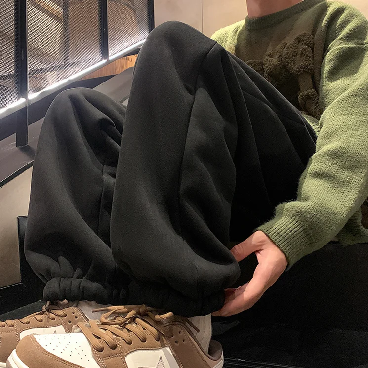 Men's Winter Pants Brushed Baggy new FASHION Jogger Korean 2025 Streetwear Harem Fleeced Clothing Plush Thicken Cashmere Sweatpants