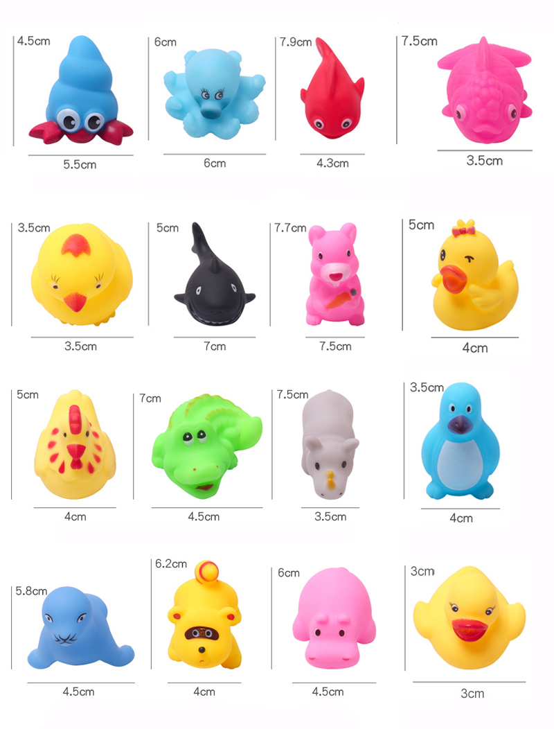 10Pcs/set Baby Cute Animals Bath Toy Swimming Water Toys Soft Rubber Float Squeeze 2025 Sound Kids Wash new Play Funny toys Gifts