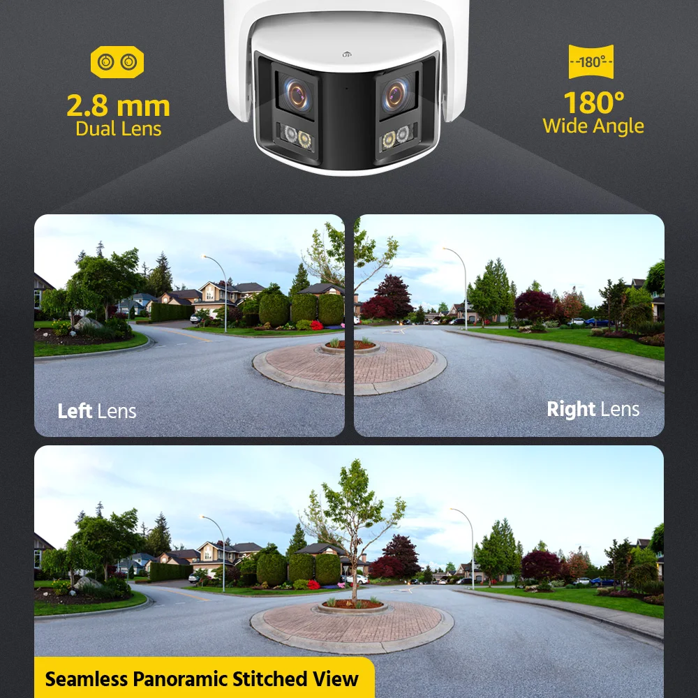ANNKE 180° 6MP DUO POE Dual Lens Wide View Outdoor Video Camera,8MP AI Human Detect,4K Security Camera 2 Way Audio CCTV Camera