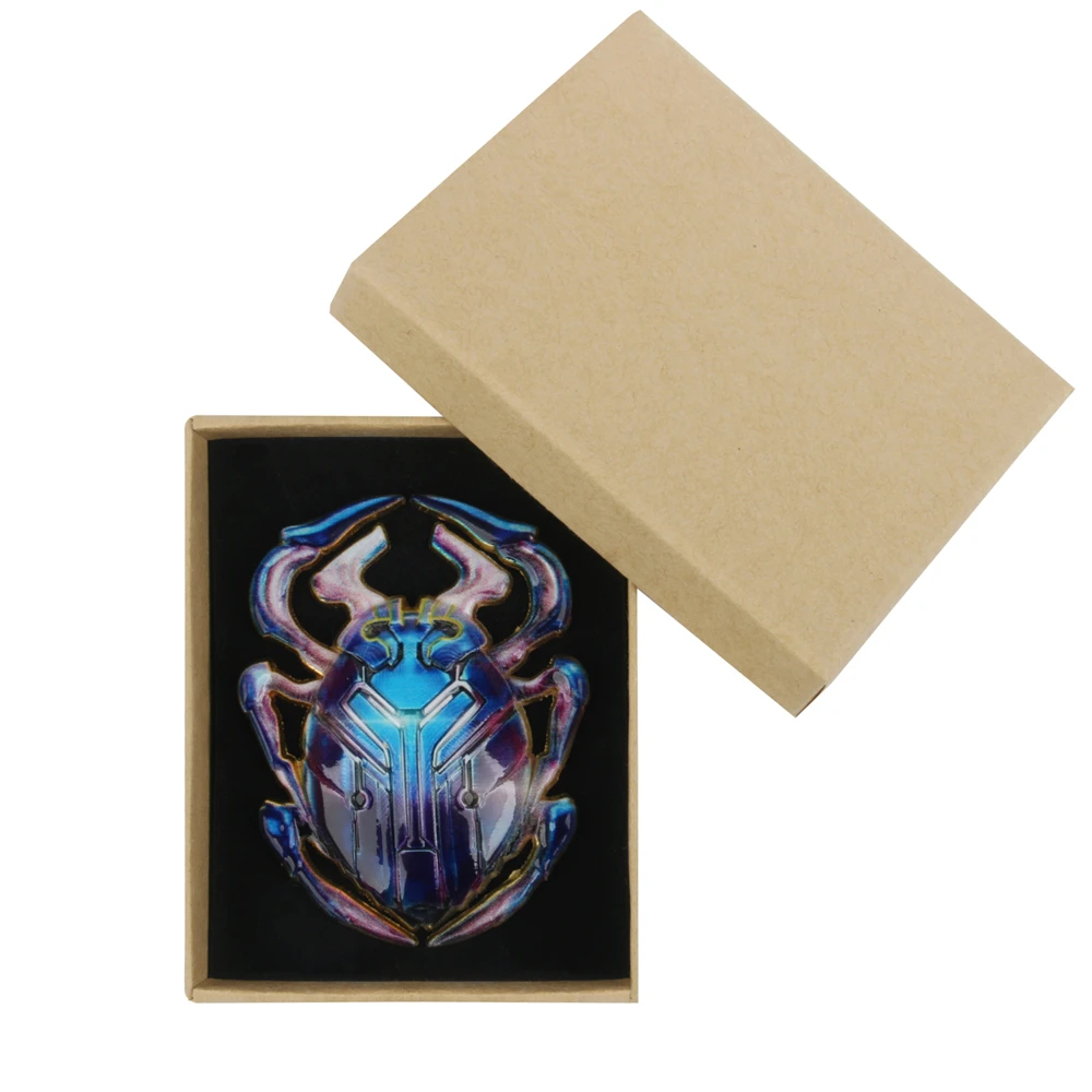 1pcs Blue Metal Beetle Decorate Exquisite Scarab Alloy Made Ornament Halloween Cosplay Prop