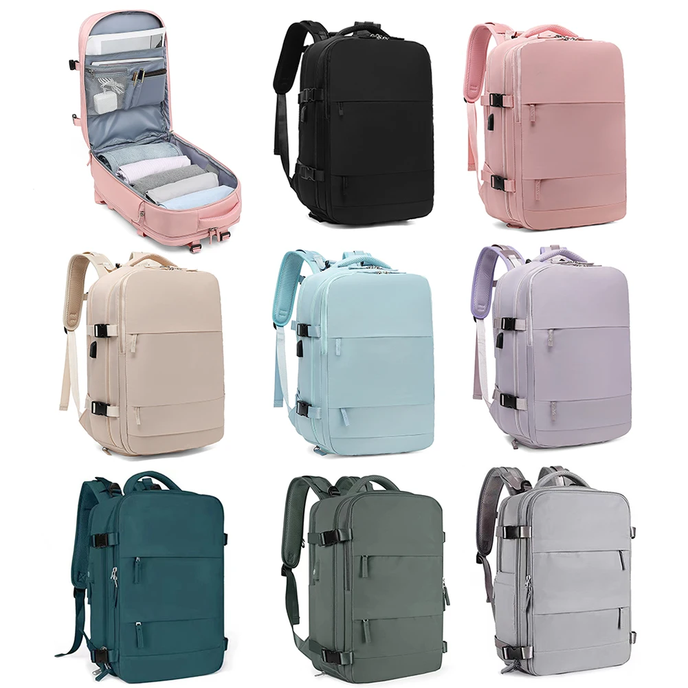 Women Travel Backpack Waterproof USB Charging Port Backpack Laptop School Bags Anti-Theft Stylish Casual Daypack Luggage Strap