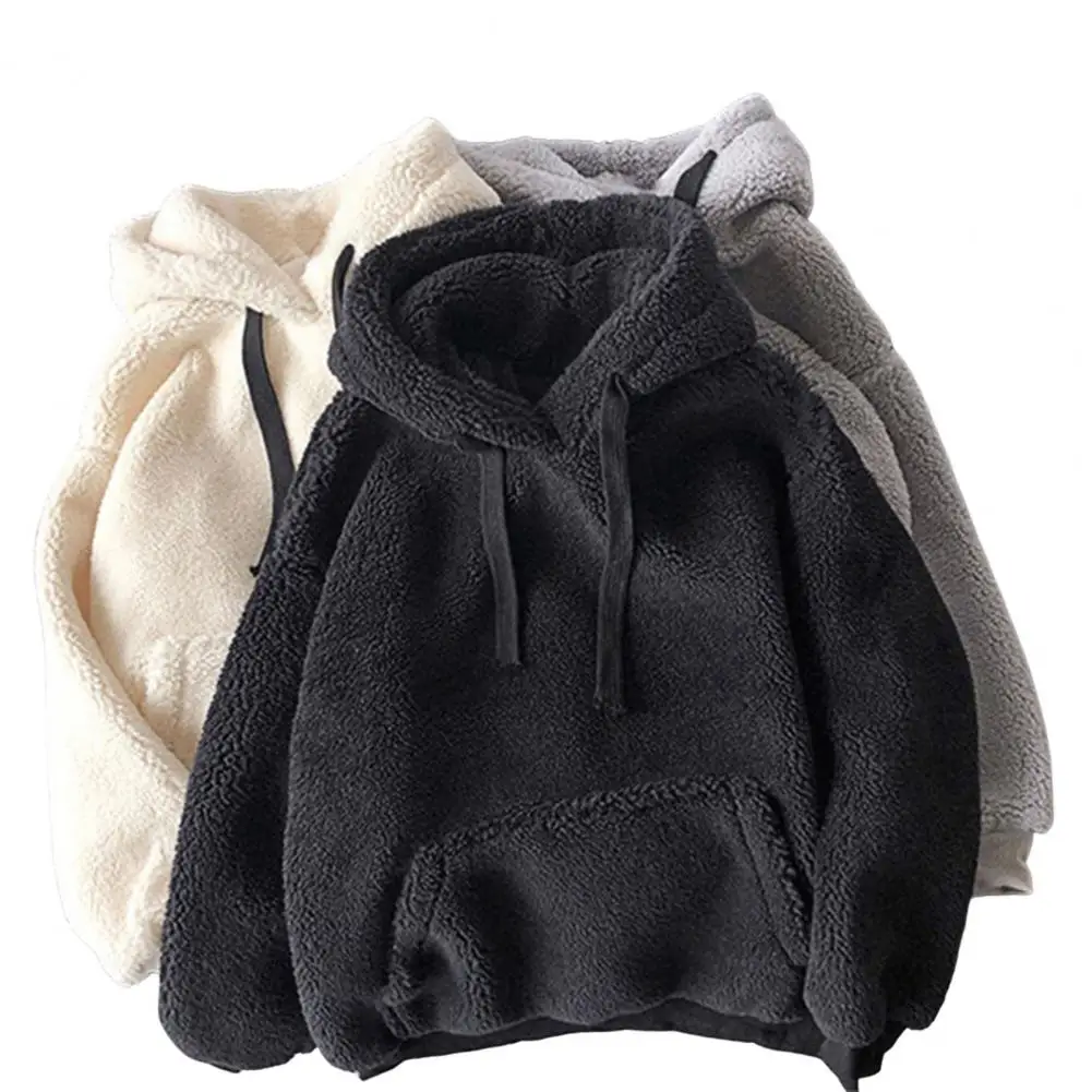 Pullover Casual 2025 new Autumn Hoodie Women Winter Hoodie Solid Color Hooded Long Sleeves Drawstring Patch Pocket Keep Warm Plush for Da