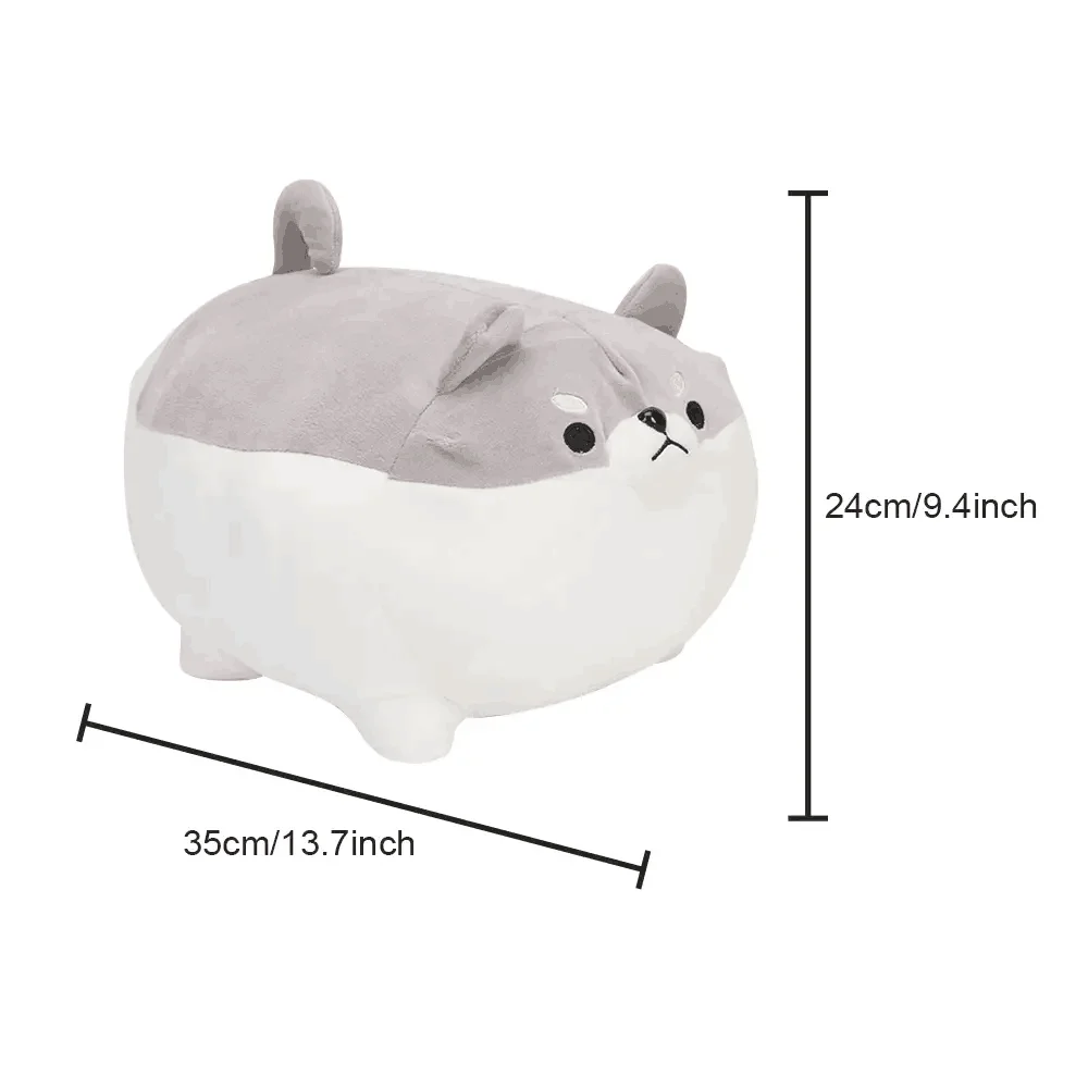 Shiba Inu Stuffed Animal Toy Cute Anime Corgi Akita Dog Plush Pillow Kawaii Plushie for Bed and Sofa Chair Brown Round Body