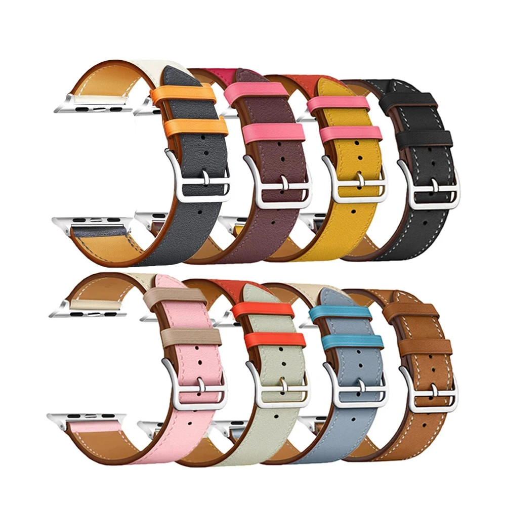 PU Leather strap for Apple watch 44/45/49mm 41mm 40mm Accessorie wristband bracelet for iWatch series 3 4 5 6 SE 7 8 Band