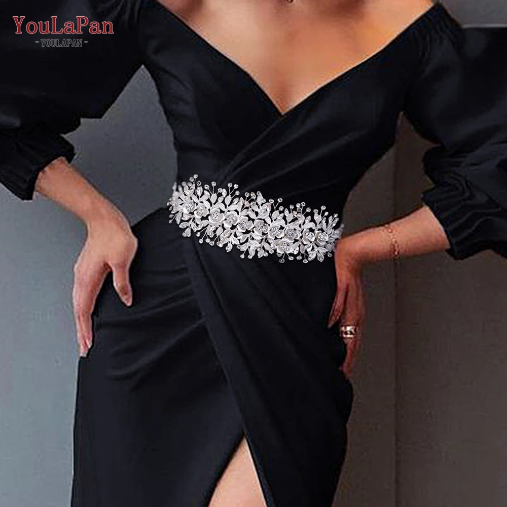 YouLaPan SH349 Elegant Wedding Dresses Belt Alloy Flower Crystal Belts for Bride Women new 2025 Waistband Jewel Accessories Bridal Sashes