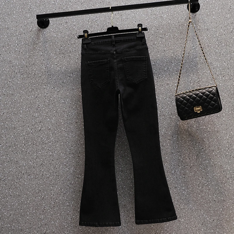2025 Patchwork Split Flare Jeans Woman High Waist Stretch Plus new Size Patches Ankle Length Boot-Cut Denim Pants Female Pantalones Mujer