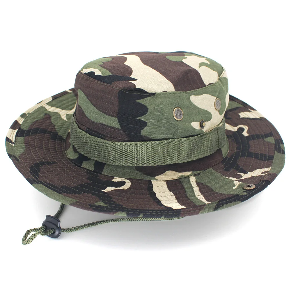 Ourdoor Mountaineering Camouflage Benny Men Bucket Hats Quick Dry Army Military Paintball Jungle Fishing Fisherman Caps smile