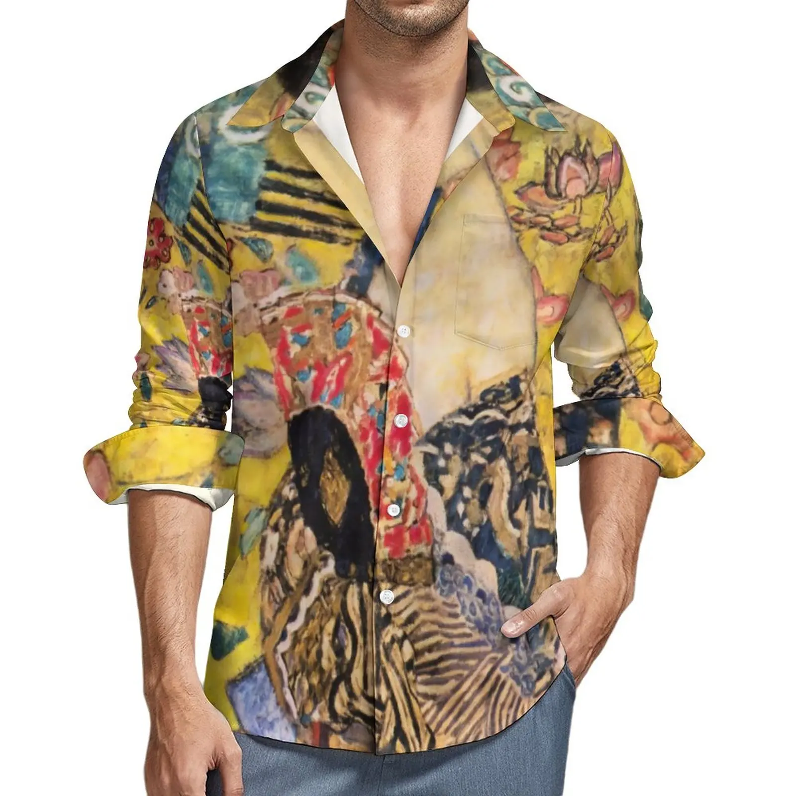 Gustav Klimt Shirt Spring Modern Art Print Casual Shirts Men Retro Blouses 2025 new Long Sleeve Graphic Funny Clothing Big Size
