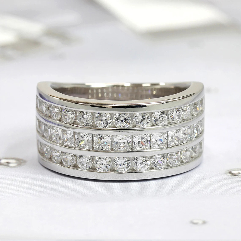 Sterg Sier Wedding Ring: Princess Cut 5A Cubic Zirconia Eternity Band