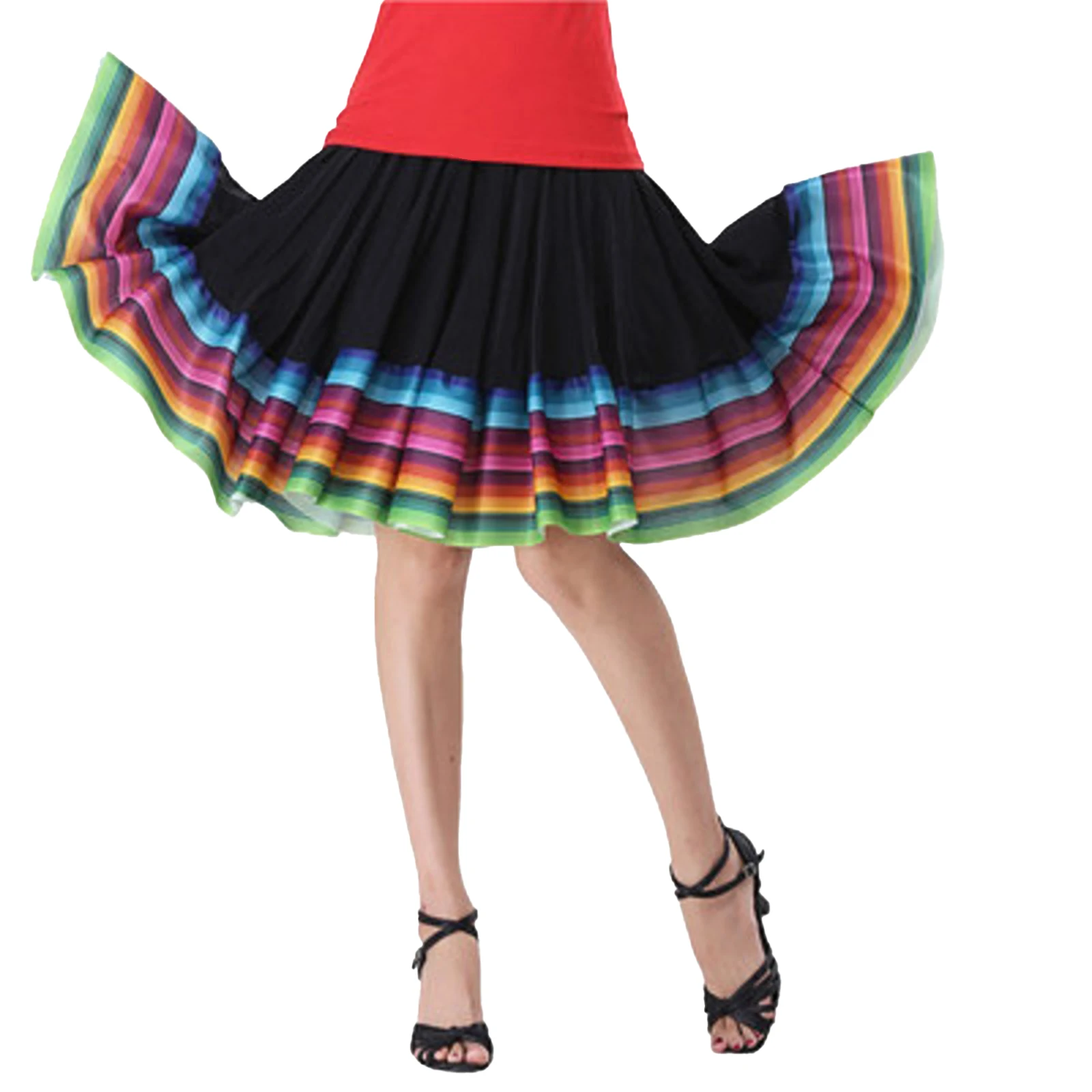 Womens Folklorico Dance Skirts Swing Skirt Full Circle Spanish Folkloric Mexican Flamenco Folk Dance Stage Performance Costume