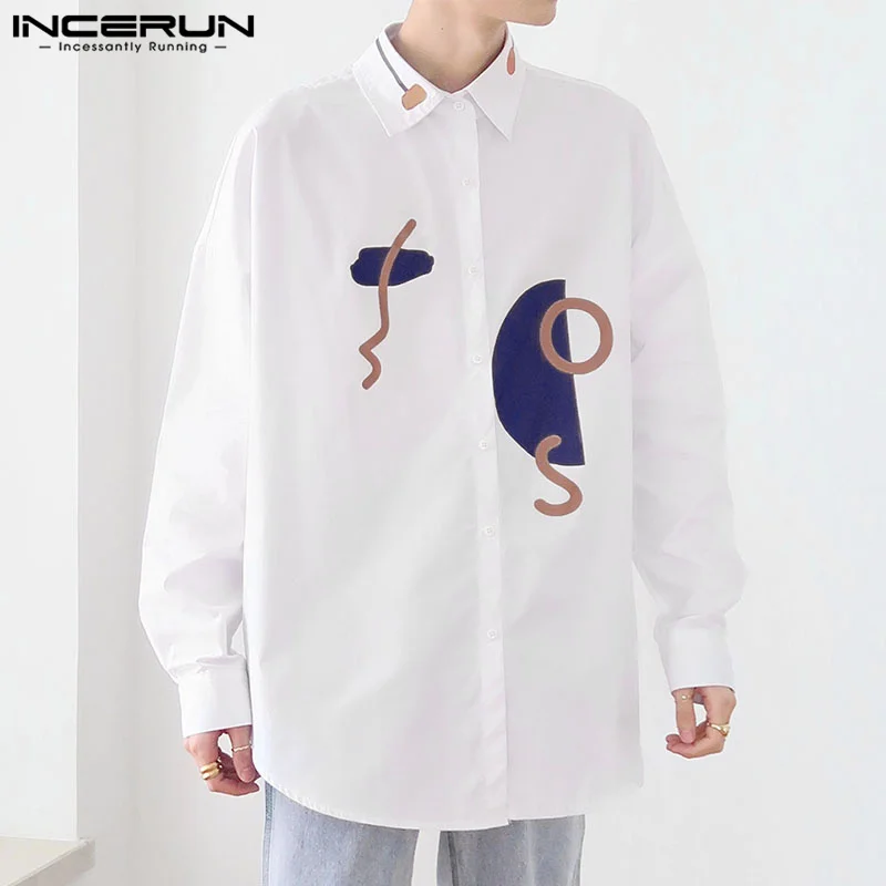 new INCERUN Tops 2023 Korean Style New Men High-end Printeding Oversize Design Blouse Casual 2025 Male Al-match Long Sleeved Shirts S-5XL
