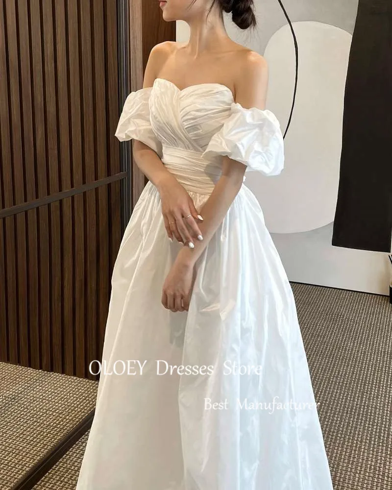OLOEY Modest Simple Wedding Dresses Off Shoulder Sweetheart Belt Korean Bridal Gowns Robe de mariage Formal Party Dress
