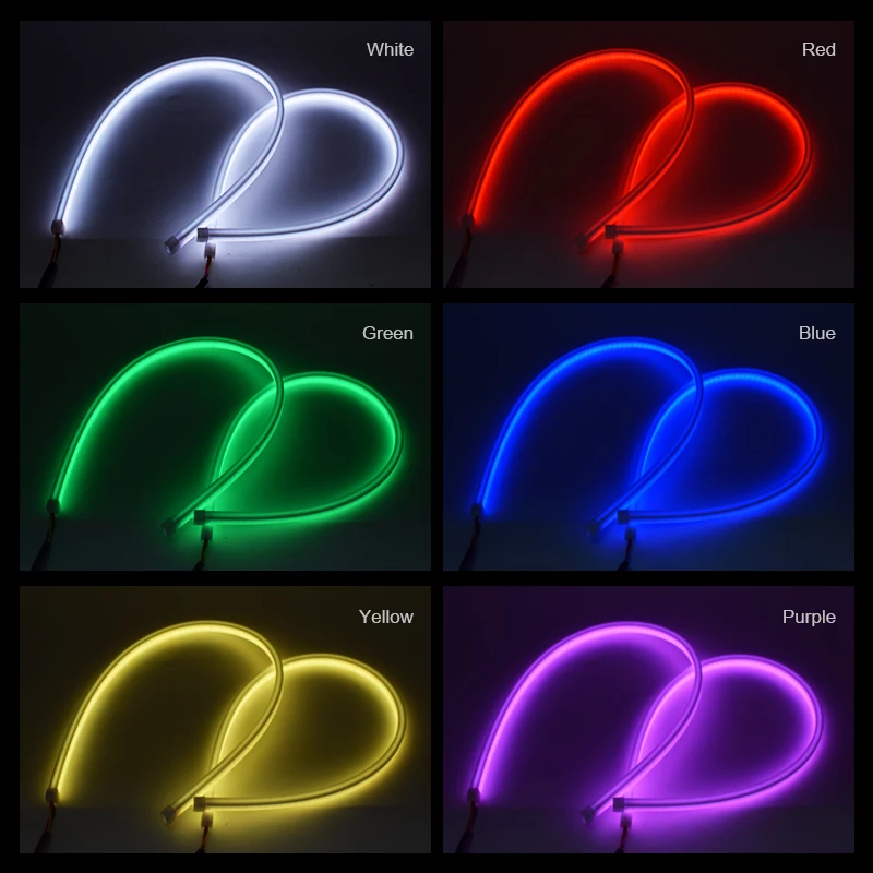 2PCS RGB Car LED Daytime Running Lights APP/Remote Control Flexible Auto Headlight Strips DRL Flowing Turn Signal Lamps 60cm 12V