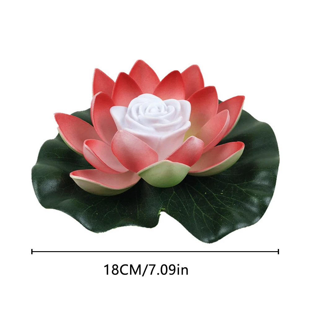 2025 new 1/2PCS 18CM Floating Foam Lotus Flower Light Lily Flower Night Lamp Fish Tank Energy Saving Solar Powered Lamp Pool Night Light